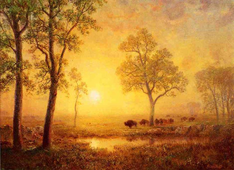 Albert Bierstadt Sunset on the Mountain